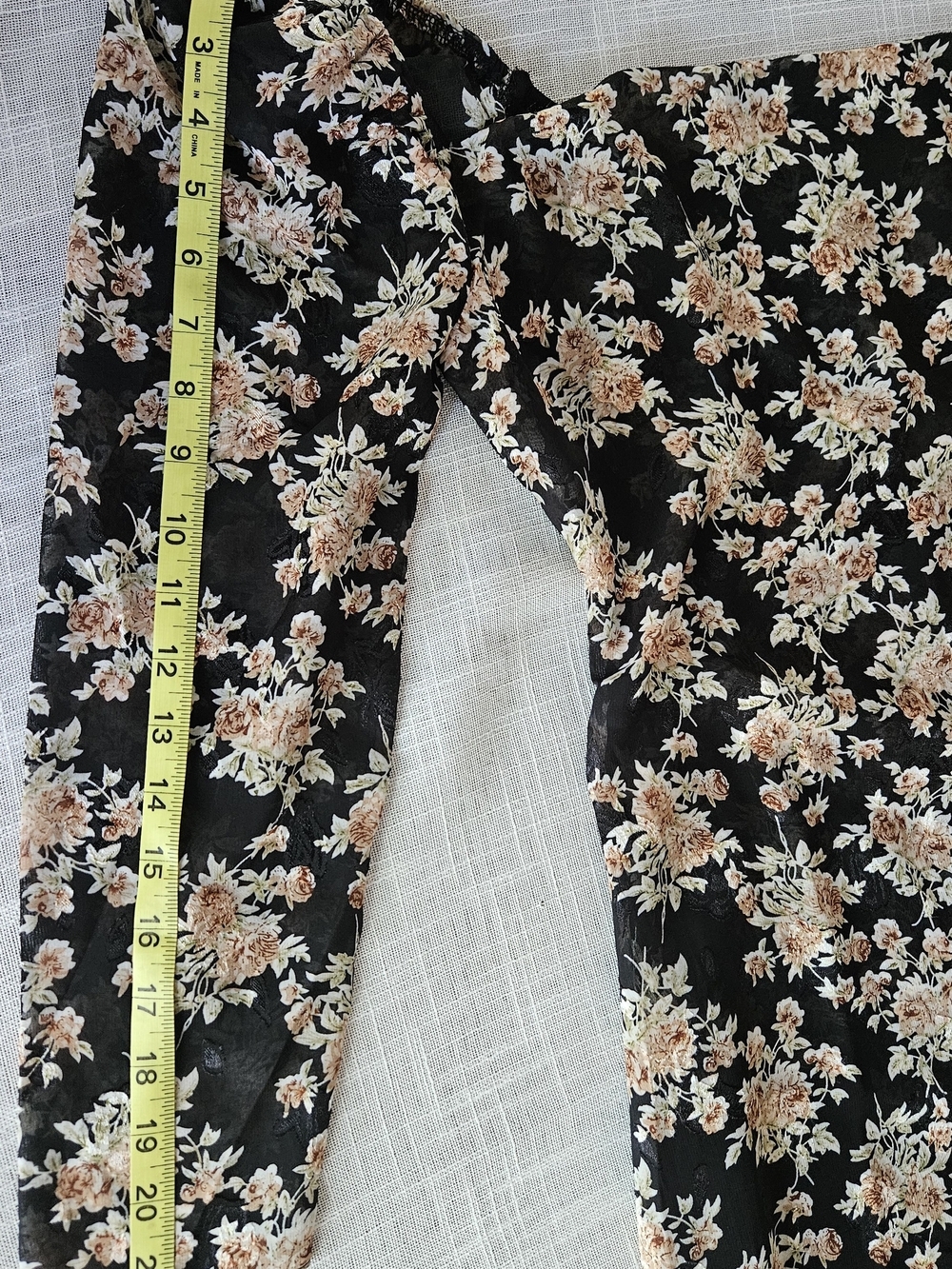 LUSH Floral Burnout Velvet Midi Dress S NWT Ruched High-Low Long Sleeve - Picture 13 of 16